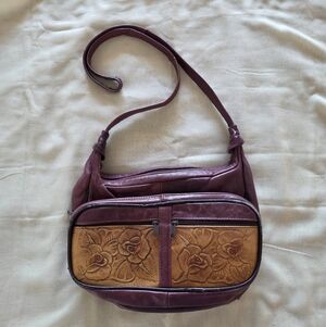 Mexican Hand Tooled Genuine Leather Purse Western Boho Leather Crossbody Handbag